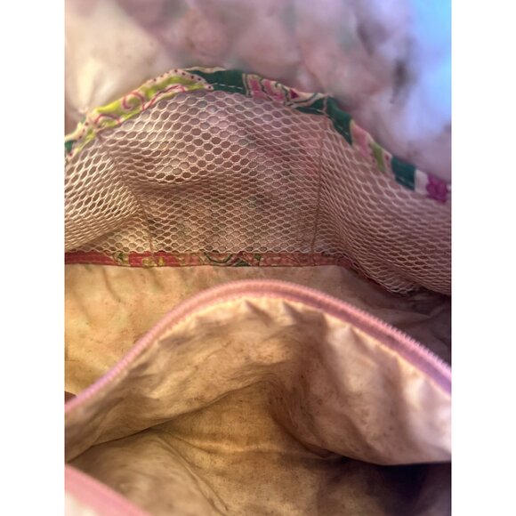 Vera Bradley Pink & Green Quilted Cosmetic Bag With Zipper Closure - Picture 5 of 6